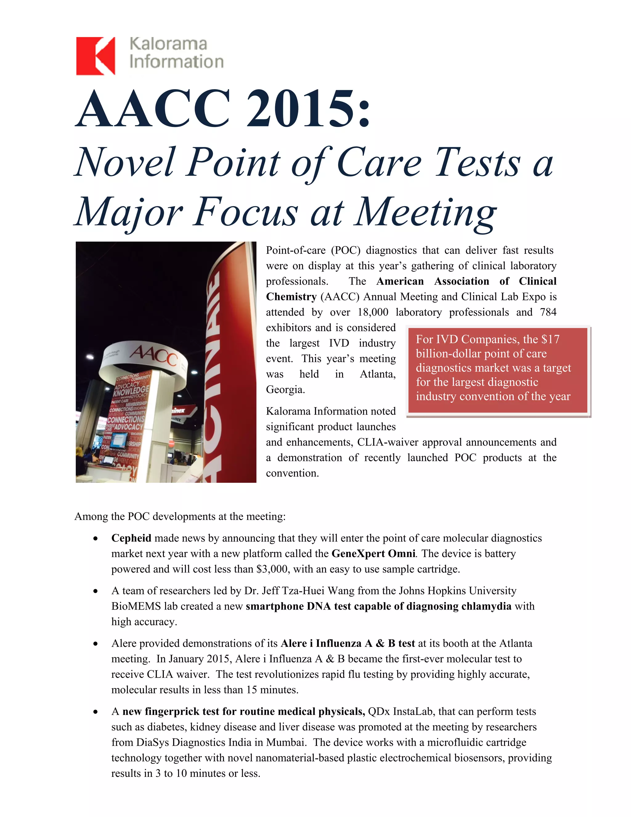Roundup of This Year's AACC Meeting in Atlanta PDF