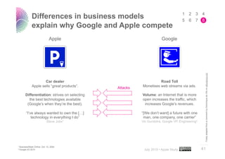 Differences in business models
             explain why Google and Apple compete
                               Apple     ...