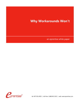 tel: 407.591.4950 | toll-free: 1.888.943.5363 | web: www.eprentise.com
Why Workarounds Won’t
an eprentise white paper
 