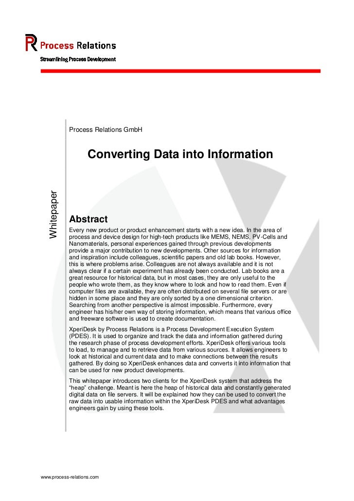 Whitepaper: Converting Data into Information