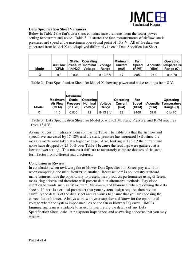 interpreting manufacturers data specification sheet specification sheet