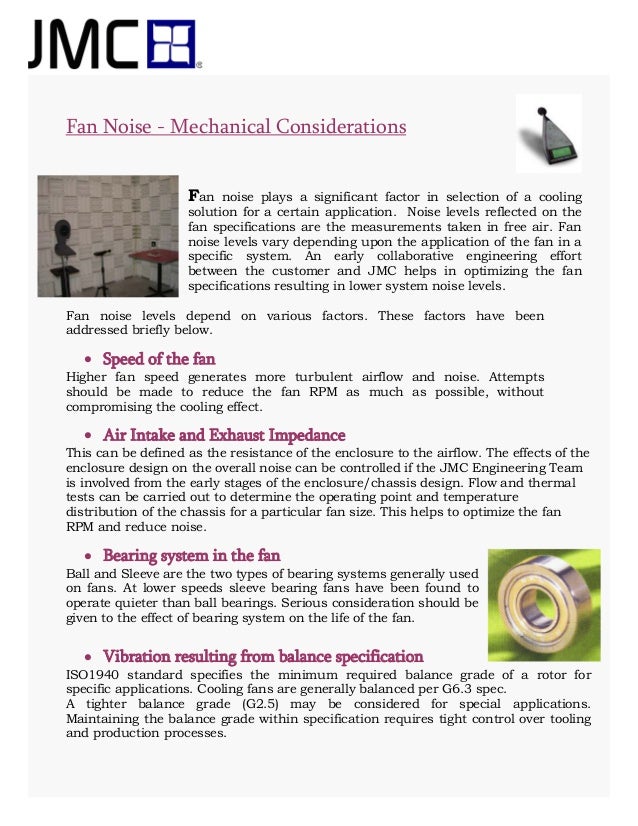 Fan Noise Mechanical Consideration