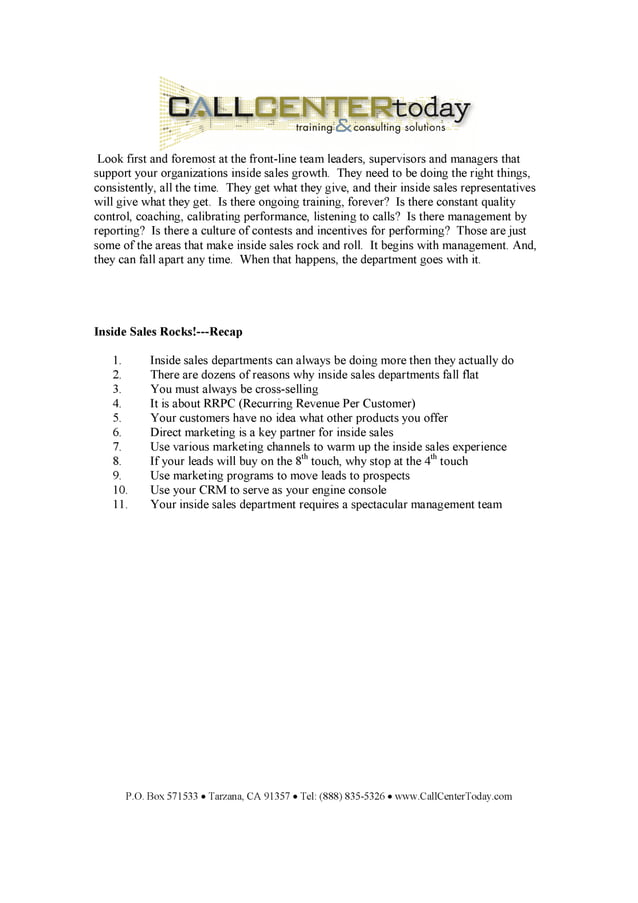 Whitepaper Inside Sales Rocks | PDF