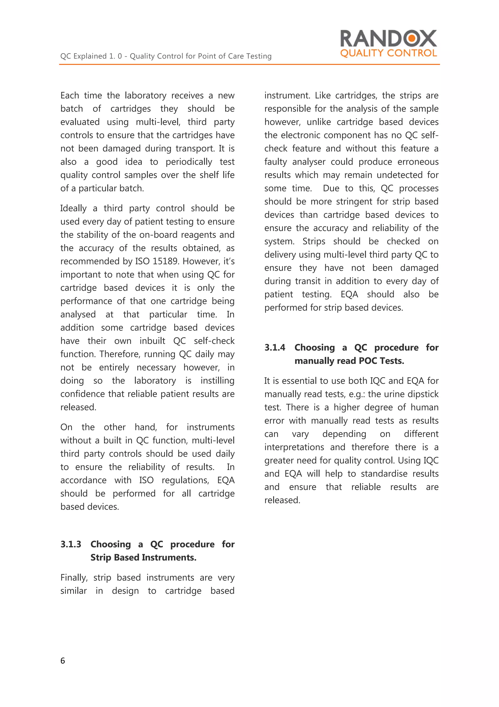 White Paper Quality Control for Point of Care Testing | PDF
