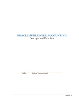 Page 1 of 69
ORACLE SUBLEDGER ACCOUNTING
Concepts and Exercises
Author: Sandeep Vantmuriswami
 