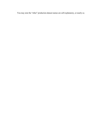 You may note the “other” production dataset names are self-explanatory, or nearly so.
 