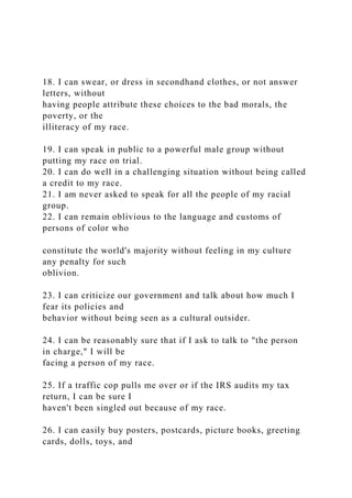 WHITE PRIVILEGE AND MALE PRIVILEGE A Personal Account of Comi.docx