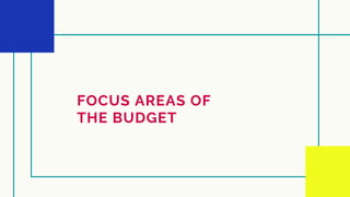 FOCUS AREAS OF
THE BUDGET
 