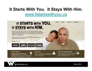 whiteribbon.ca May 2014
It Starts With You. It Stays With Him.
www.itstartswithyou.ca
 