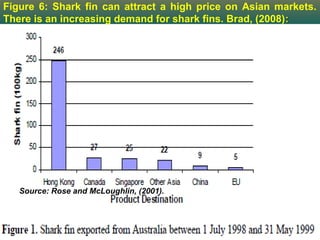 Figure 6: Shark fin can attract a high price on Asian markets.
There is an increasing demand for shark fins. Brad, (2008) :




   Source: Rose and McLoughlin, (2001).



                                 White Shark             16
 