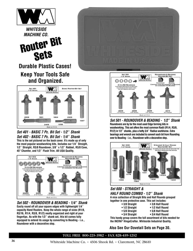 Whiteside Machine Company Router Bit Catalog