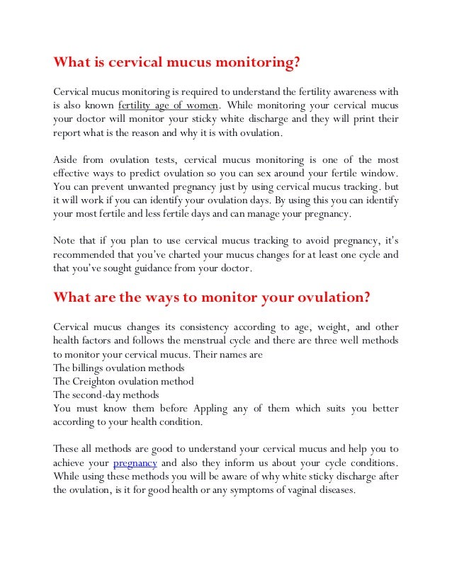 White sticky discharge after ovulation real converted