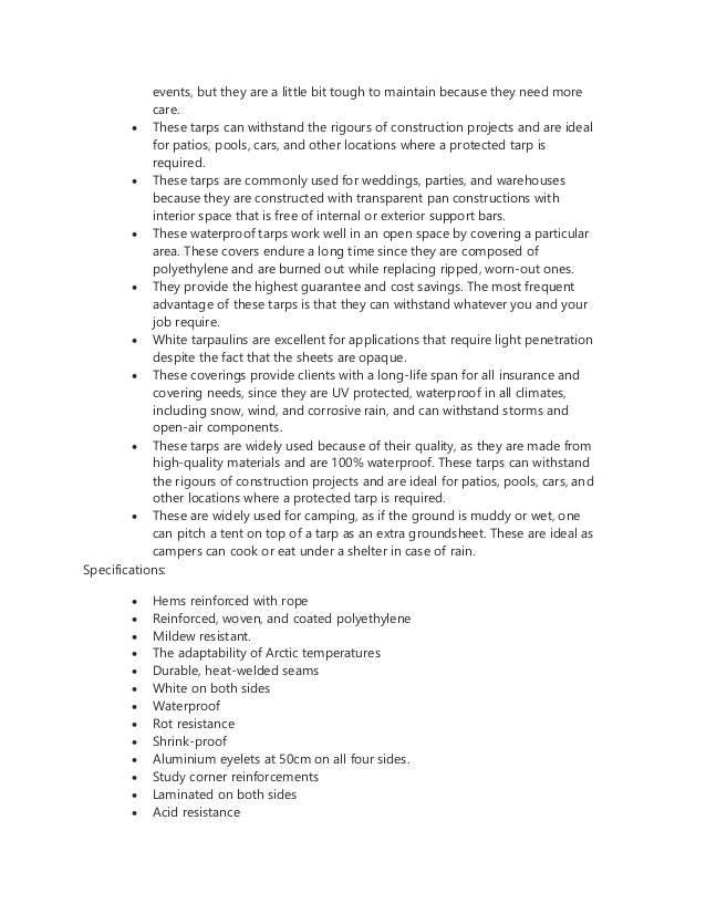 White tarpaulins