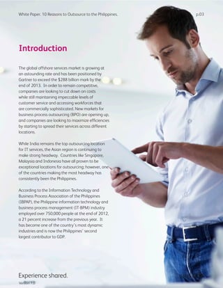 10 Reasons to Outsource to the Philppines | PDF