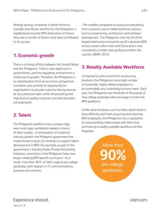 10 Reasons to Outsource to the Philppines | PDF