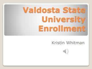 Valdosta State
University
Enrollment
Kristin Whitman
 