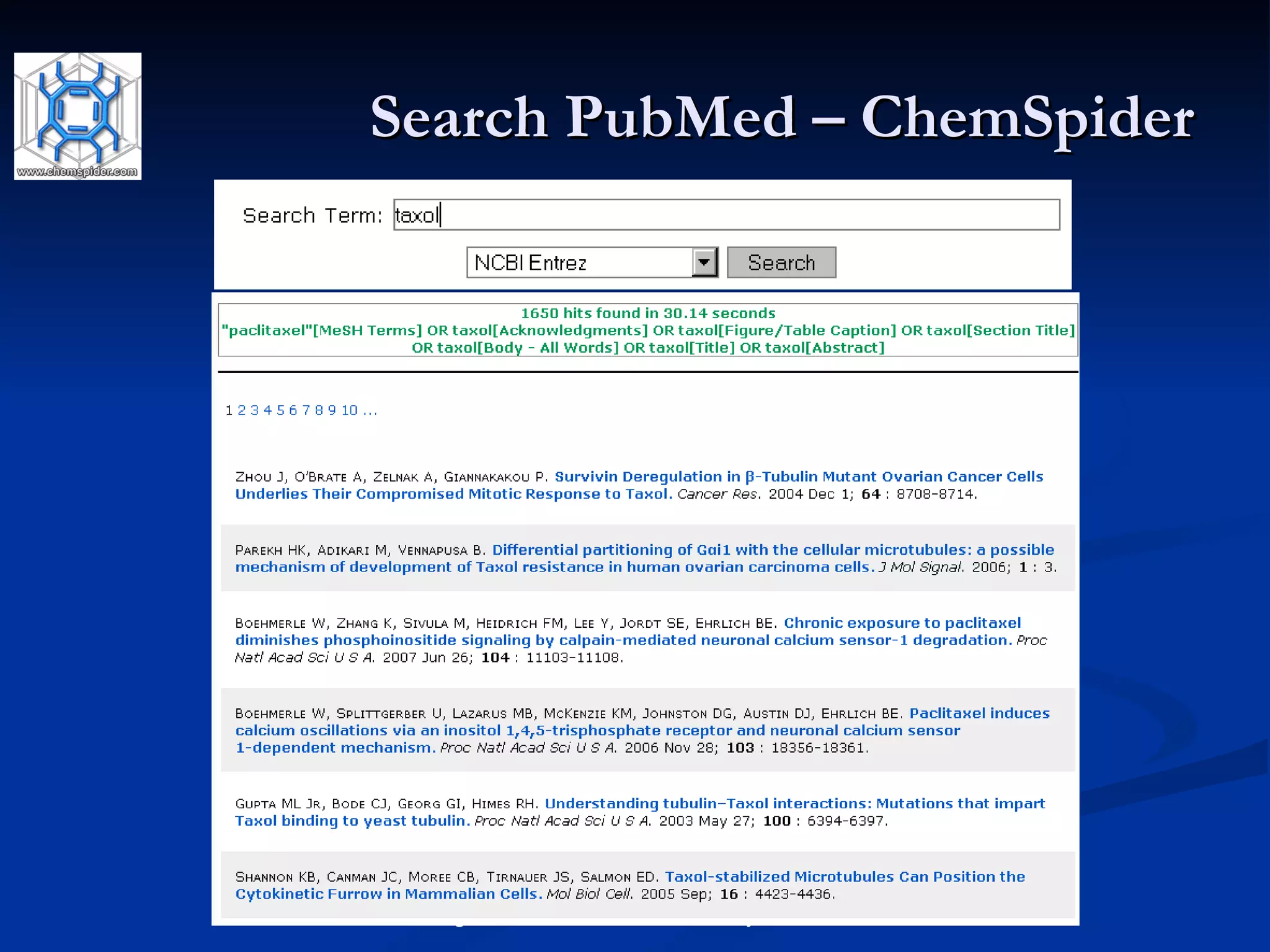 Search PubMed – ChemSpider 