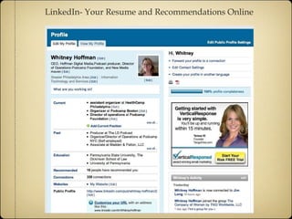 LinkedIn- Your Resume and Recommendations Online 