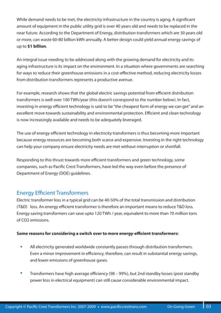 Pacific Crest Transformers - On Going Green | PDF