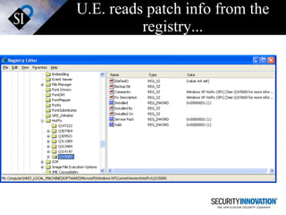 U.E. reads patch info from the registry... 