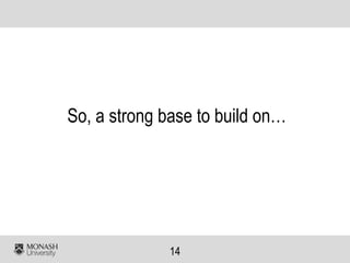 14
So, a strong base to build on…
 