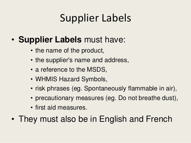 Whmis 2015 supplier labels fact sheet