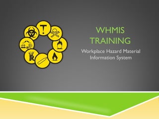 WHMIS
TRAINING
Workplace Hazard Material
Information System
 