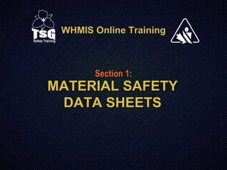 WHMIS Online Training Section 3: MATERIAL SAFETY DATA SHEETS 