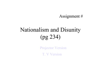 Assignment #


Nationalism and Disunity
        (pg 234)
       Projector Version
        T. V Version
 