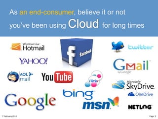 As an end-consumer, believe it or not
you’ve been using

8"February"2014"

for long times

CloudMakelaar"™"

Page:"5"

 