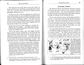 The Dominion of Esau                            I3
74                       Who is Esau-Edom?


                                                                                                    Economic Control
   The historical rule of the white race was the "yoke" of
                                                                                  The history of money and monetary control is a history
Jacob on Esau's neck, which Esau was prophesied to break
some day; and this yoke could only be broken by Esau
                                                                          ;
                                                                               of freedom and slavery-this is to say, economic bondage
gaining the dominion or rule.                                                  or economic freedom. The Jews have long been adept at
                                                                               the primary means for putting other people under economic
   For Esau to rule or have the dominion in a nation over                      bondage via banking, money lending and usury.
Jacob's descendants, he must establish his principles of law
and government (socialism), his religion (Judaism), and his                        The use and control of usury-the loaning of money at
code of morals (Talmudic ethics)' He must have his                             irrterest-is a powerful tool for gaining financial dominion
method of economics established (credit, usury) as well as                     rrvcr others. Not only is "the borrower servant to the lender"
his way of tife (a Judaic society), thus bringing about the                    (l'rov.22:7), because of the debt he owes, but he must also
destruction of white rule and society:                                         l)ay more than what he borrowed. By making one's ability
   The tlay when the Jew wtts first admitted to civil rights, the
                                                                               to pay off a debt more difficult, the lender can take
     Christian state was in tlanger. . . .the entrance of the Jew into         possession of property put up as security.
                                  (lestruction of the State, meaning
     [white] sociery marked the
     'by                                                                             The Jewish Talmud allows the use of usury by recognizing
         Staie, the Christian Stateg
                                                                               ,;cvcral different modes of obtainine "increase" or interest
      Thus if the ideals, values, laws, and religion of Esau-                                   .       tn
                                                                               Irom 66n"t loaned.'" -, Bible however prohibits any
                                                                                                           The
Edom (Jews) becomes predominate in the land then the                           ,rrrtl all increase, interest, or gain when there is a loan of
white Christian society will die and its people will be in                     ''llr()ney, food or any thing" (Deut. 23:19; Lev.25:37). The
subjection to the Jew and his ways' In the past 200 years
                                                                                l( ws follow not the Bible but the Talmud as their code to
Esau has gradually broken the yoke or rule of the white race
in such areas by becoming predominate in them' Our                                                                                A drawing from
debauched society is evidence to this as Henry Ford stated:                                                                       the  Sachsenspiegel,
                                                                                                                                  1220 A.D., depicts a
  It is true that there is a distinct "Jewish idea" in business                                                                   Jew (left) lending
  and nrofessional life which has eatcn away the traditional                                                                      mo[ey to a German
                                                                                                                                  farmer, while taking
  principlcs of honor on which Anglo-Saxon life was erected'                                                                      his horse as security.
  bvery-Jew knows that, every non-Jew knows it' - 'It is true                                                                     Much of Christian
  that ieneath all the network of trivializing influences in                                                                      property lell into the
                                                                                                                                  hands of the Jewish
  literature, art, politics, economics, fashion, and sport, is                                                                    moneylenders when
  Jewish influence controlled by Jewish groups Their                                                                              borrowers wc re
  Orientalism has served as a subtle poison to dry up the                                                                         unable to pay off the
                                                                                                                                  loan along with the
  sound serum of Anglo-Saxon morality on which this country                                                                       usury.
   thrived in its formative Years. '

 8    Bernard Lazare, Antisemitism: Its History and Causes' p 162'
                                                                                  :'ec: 'fhe Jewish Encyclopedia, (1905) Vol. XII, p. 389. IntheTalmud
                                                                                  rrtirtss: "It is allowed to cheat a Gentile (non-Jew) and take usury
 g
 '    The Intemational Jew: The Workl's Foremost Problem' Deatbort                lt,rt hiln" (Baba Kamq, Il3a.
      iublishing Co.-!922, Dearborn, Mich., Vol lY, pp 224-25 '


                                                                         ,*-
 