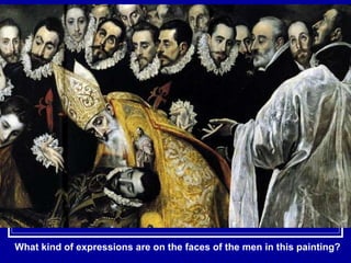 What kind of expressions are on the faces of the men in this painting? 