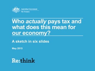Who actually pays tax and
what does this mean for
our economy?
A sketch in six slides
May 2015
 