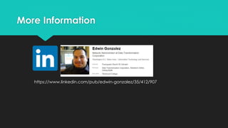  Experienced with Email Services
 Experienced with DNS and hosting services
 Familiar SSL/TLS protocols, Certificate Authority verifications, and
Web Services.
• I can contribute using organizational skills where I use a phase system
to deploy a project or resolve a problem effectively.
• Although I’ve never worked for a institution I can relate to the
student life y learning environment.
• Due to the versatility in my experience I believe to have a strong
technical skill set and understanding on how to initiate a project and
how to effectively resolve a problem.
• Good communication and documentation skills
• Highly responsible with good work ethics and reliability.
• Always learning new technical trends to improve professionally.
 