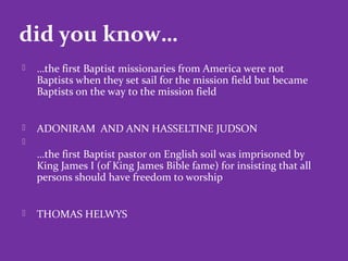 Who are the Baptist(pt1)
