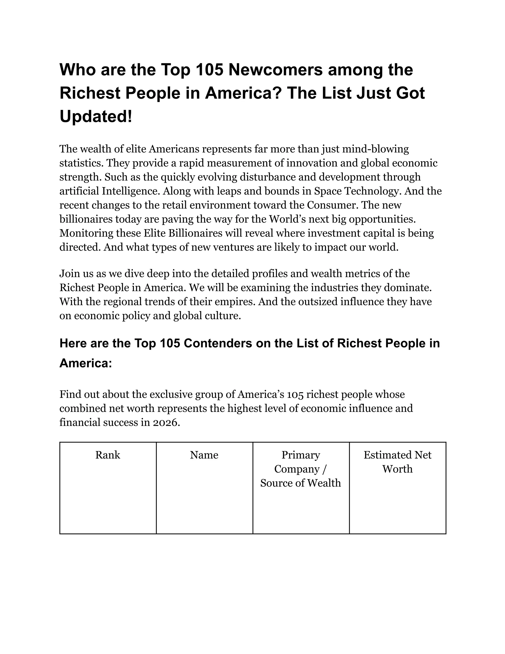 Who are the Top 105 Newcomers among the Richest People in America.pdf