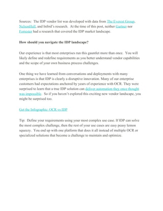 Who are the top intelligent document processing (idp) vendors PDF