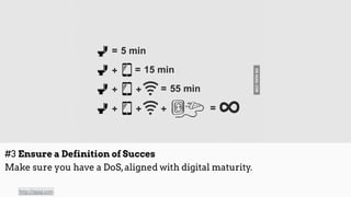 #3 Ensure a Definition of Succes 
Make sure you have a DoS,aligned with digital maturity.
http://9gag.com
 