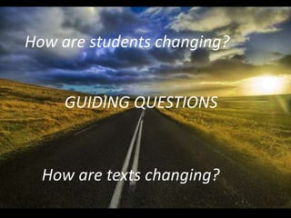 How are students changing?


     GUIDING QUESTIONS



  How are texts changing?
 