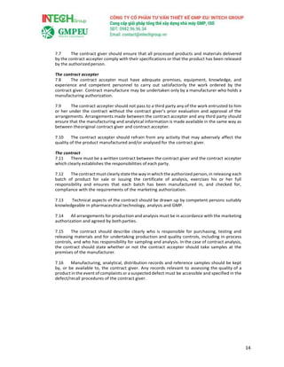 WHO guidelines on GMP for herbal medicines:  Section II. Main principles for pharmaceutical products
