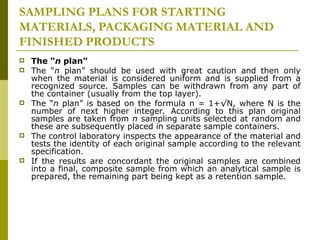 Who Sampling Plan WHO Guidelines for Sampling Pharmaceutical and Related Materials ...