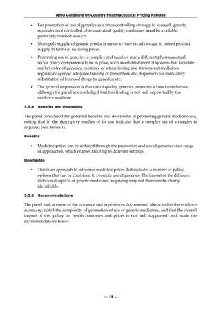 WHO guideline on country pharmaceutical pricing policies 2015 | PDF