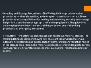 WHO Guidelines for personal Hygiene, Handling and Storage of 