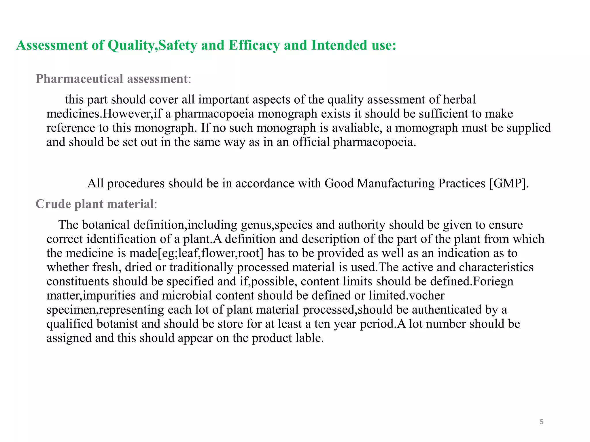 Who guidelines in quality assessment of herbal drugs | PPTX