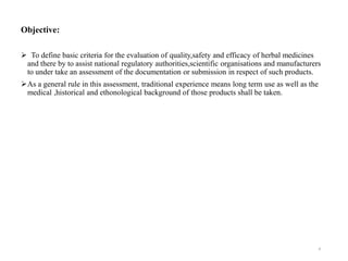 Who guidelines in quality assessment of herbal drugs | PPTX