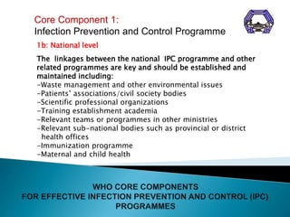 Core Component 1:
Infection Prevention and Control Programme
1b: National level
The linkages between the national IPC prog...
