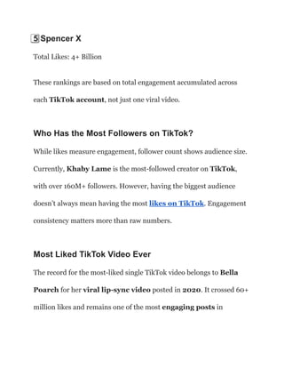 Most Like Who Has the Most Likes on TikTok in 2026 | PDF