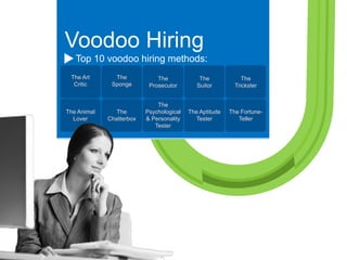 Voodoo Hiring
   Top 10 voodoo hiring methods:
 The Art       The            The             The             The
  Critic ...
