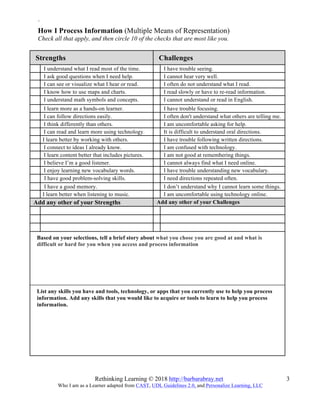 Who I am as a Learner (Bray) version 3 | PDF