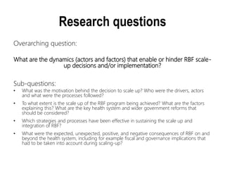 WHO Implementation Research Program on Factors Explaining Success and Failure in RBF Scale-Up
